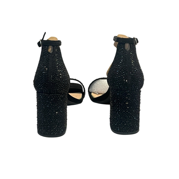 Kelly & Katie Heels Caital XW Size 7.5 Black Wide Block 3.25 Heel Shoe Sparkle - Picture 9 of 11